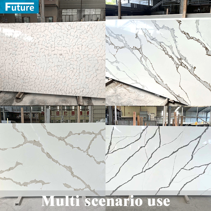 Luxury Wholesale Customize Size Modern White Quartz Artificial Marble Stone Slab for Kitchen Countertop Floor Tiles Wall Panel