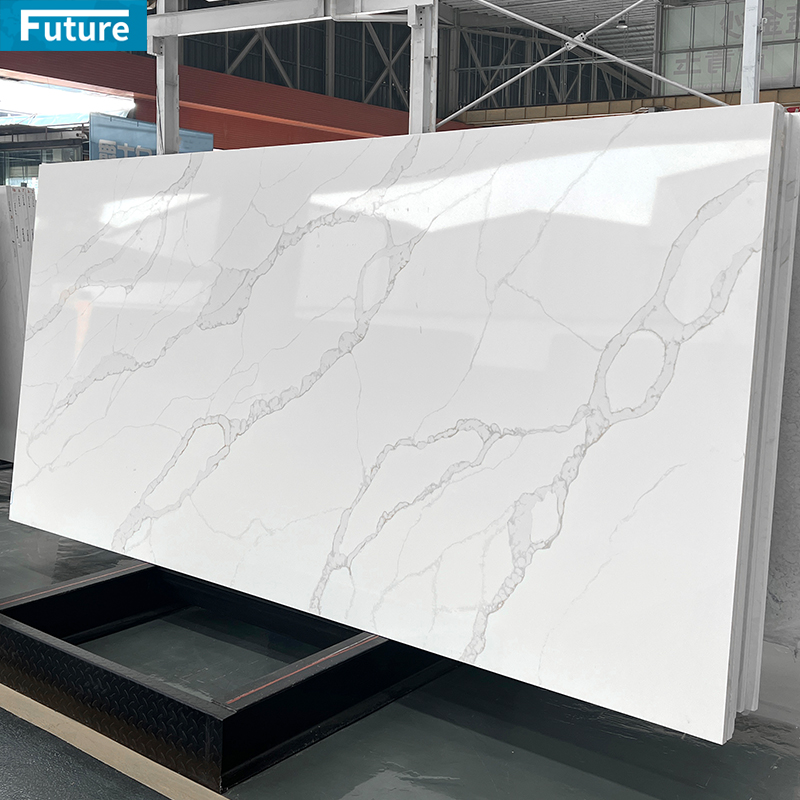 Luxury Wholesale Customize Size Modern White Quartz Artificial Marble Stone Slab for Kitchen Countertop Floor Tiles Wall Panel