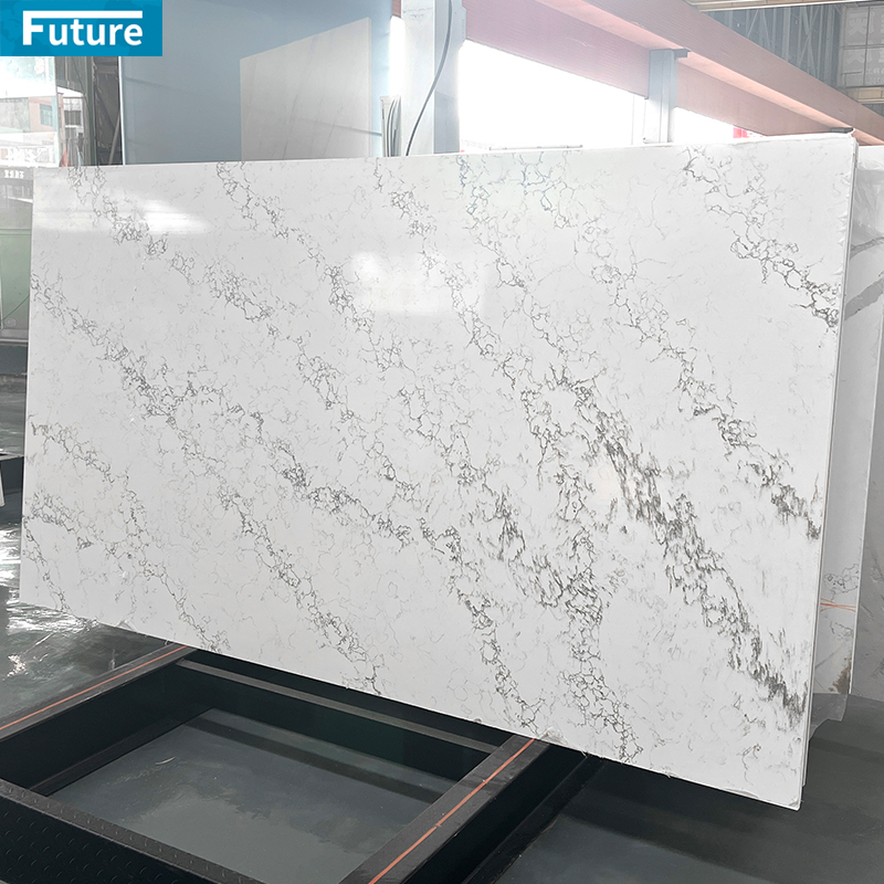 Luxury Wholesale Modern Calacatta White Quartz Artificial Marble Stone Slab for Kitchen Countertop Staircase Floor Tiles Wall Panel