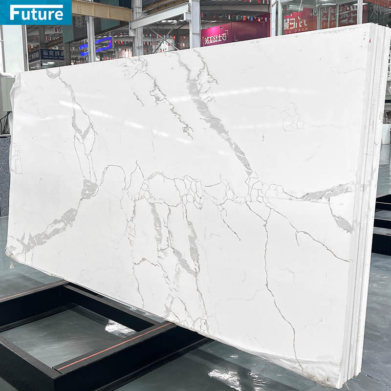 Luxury Wholesale Carrara White Quartz Artificial Marble Stone Slab for Kitchen Countertop Floor Tiles Wall Panel Bathroom Vanity