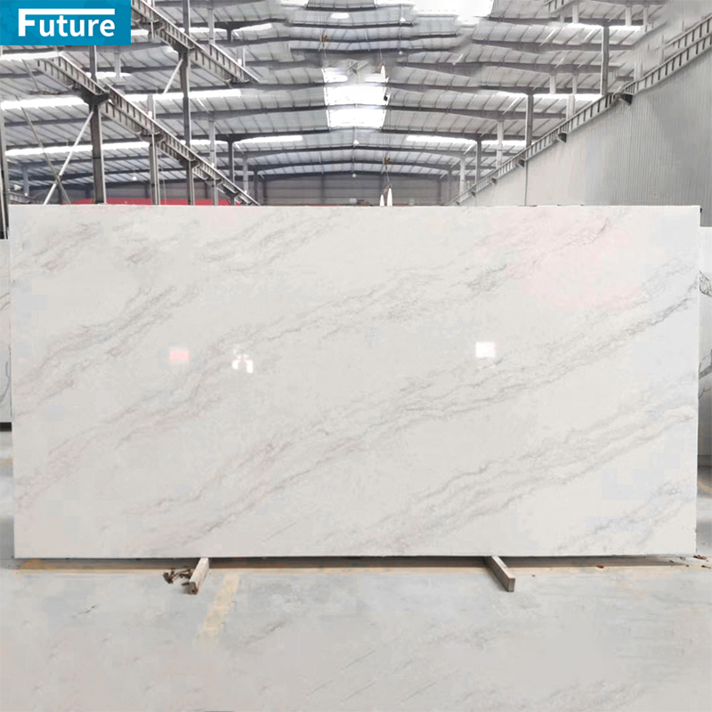Luxury Wholesale Carrara White Quartz Artificial Marble Stone Slab for Kitchen Countertop Floor Tiles Wall Panel Bathroom Vanity