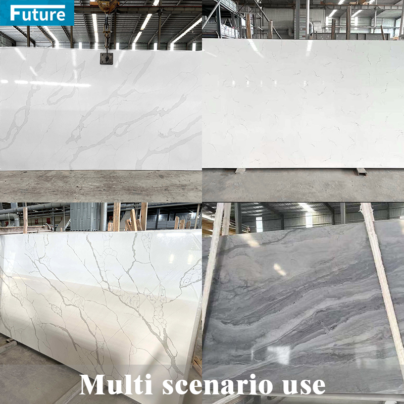 Luxury Wholesale Carrara White Quartz Artificial Marble Stone Slab for Kitchen Countertop Floor Tiles Wall Panel Bathroom Vanity