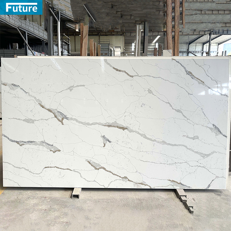 Cheapest Price White Quartz Artificial Stone Slab for Kitchen Countertop Bathroom Floor Tiles Wall Panel Villa Staircase