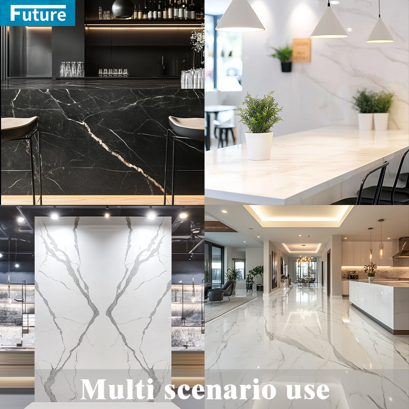 Zero Silica Stone White Calacatta Artificial Quartz Stone Slab Calacatta for Kitchen Countertop Villa Staircase Floor Tiles