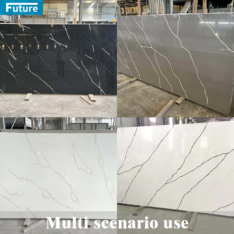 Luxury Wholesales Black Sparkling Artificial Quartz Slabs Black Quartz Stone for Kitchen Countertop Staircase Floor Tiles
