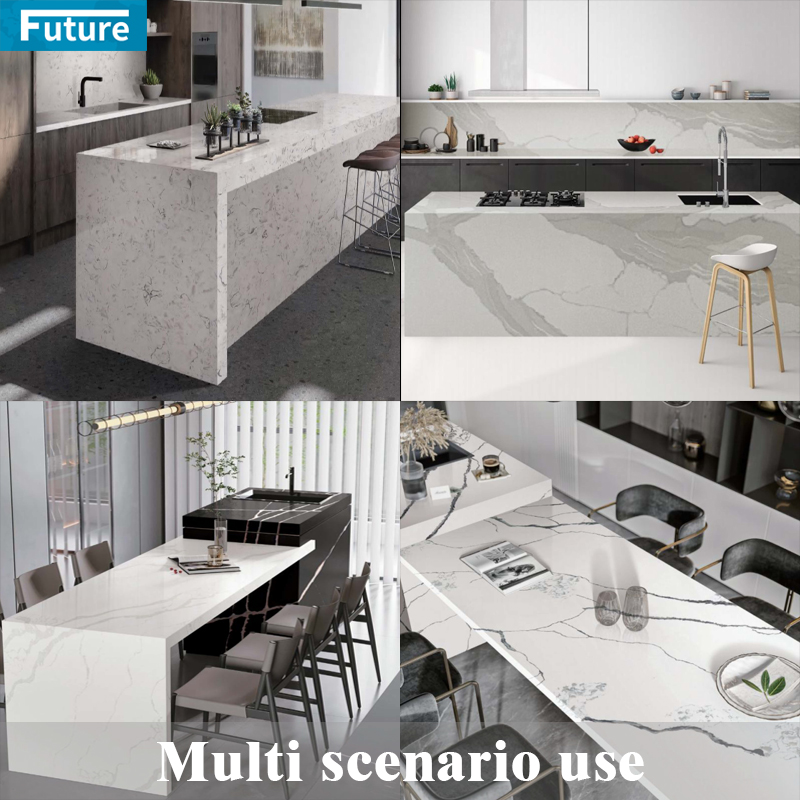 Wholesales Artificial Stones White Calacatta Quartz Kitchen Countertop Supplier Artificial Quartz Kitchen Countertops