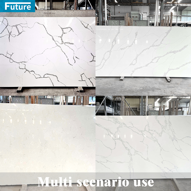 Modren Jumbo Size Extra Large Big Wholesale Price White Calacatta Polished Artificial Quartz Stone Slabs for Kitchen Countertop