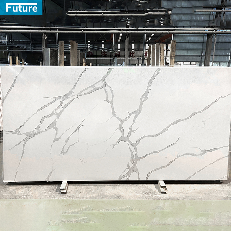 Artifical Calacatta White Marble Vein Big Slab Artificial Stones Quartz Slab for Kitchentop Countertop Wall Table Engineer Stone