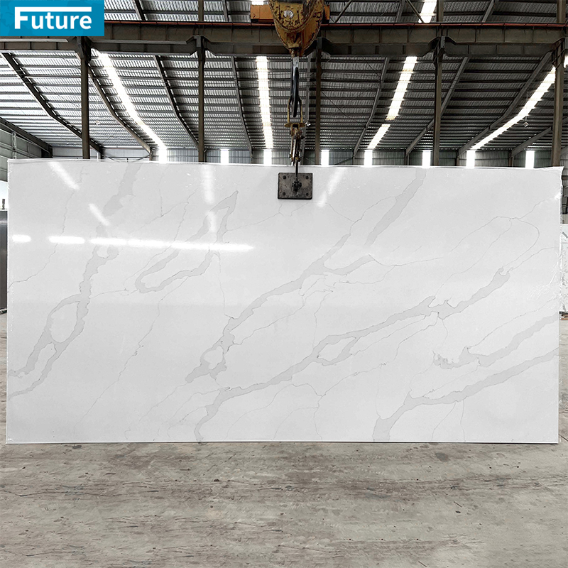 Modern Low Silica Stone Pure White Quartz Countertop Slab China Artificial Stone Calacatta Countertop White Artificial Quartz Stone