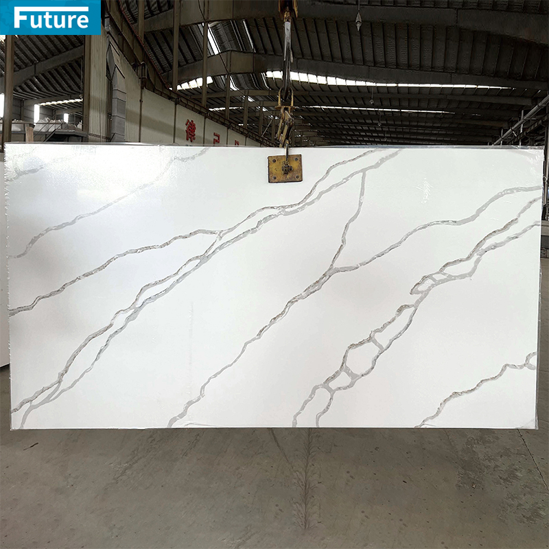 Modern Low Silica Stone Pure White Quartz Countertop Slab China Artificial Stone Calacatta Countertop White Artificial Quartz Stone