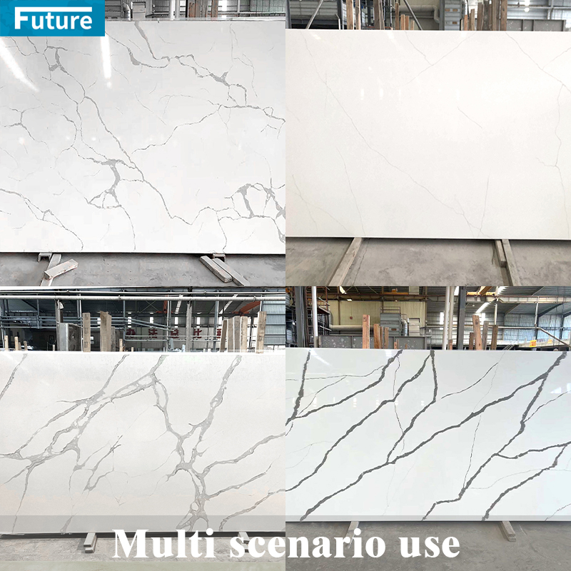 Modern Low Silica Stone Pure White Quartz Countertop Slab China Artificial Stone Calacatta Countertop White Artificial Quartz Stone