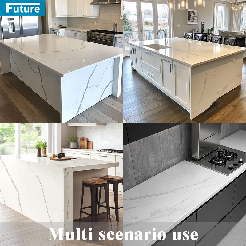 Modern Low Silica Stone Pure White Quartz Countertop Slab China Artificial Stone Calacatta Countertop White Artificial Quartz Stone