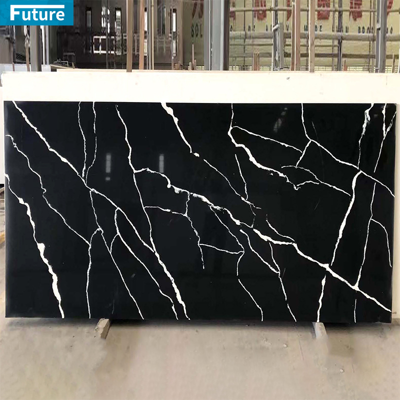 Modern Wholesale White Clear Calacatta Quartz Artificial Stone Kitchen Island Slab Production Line Countertops Slabs