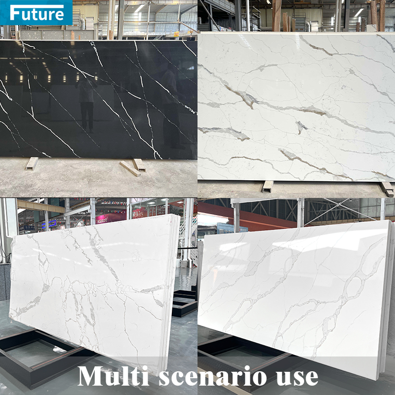 OEM/ODM High Quality Calacatta White Quartz Stone Slab With Black Veins Quartz Slab Original Calacatta Quartz Stone Slabs White and Gold