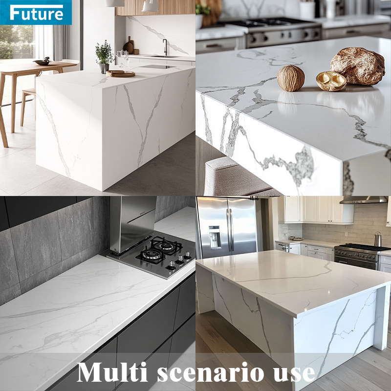OEM/ODM High Quality Calacatta White Quartz Stone Slab With Black Veins Quartz Slab Original Calacatta Quartz Stone Slabs White and Gold