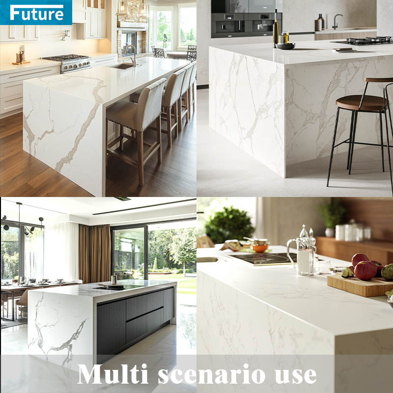 Wholesales Customize Size Pure White Quartz Artificial Stone Slab for Kitchen Countertop Bathroom Floor Tiles Wall Panel Villa Staircase