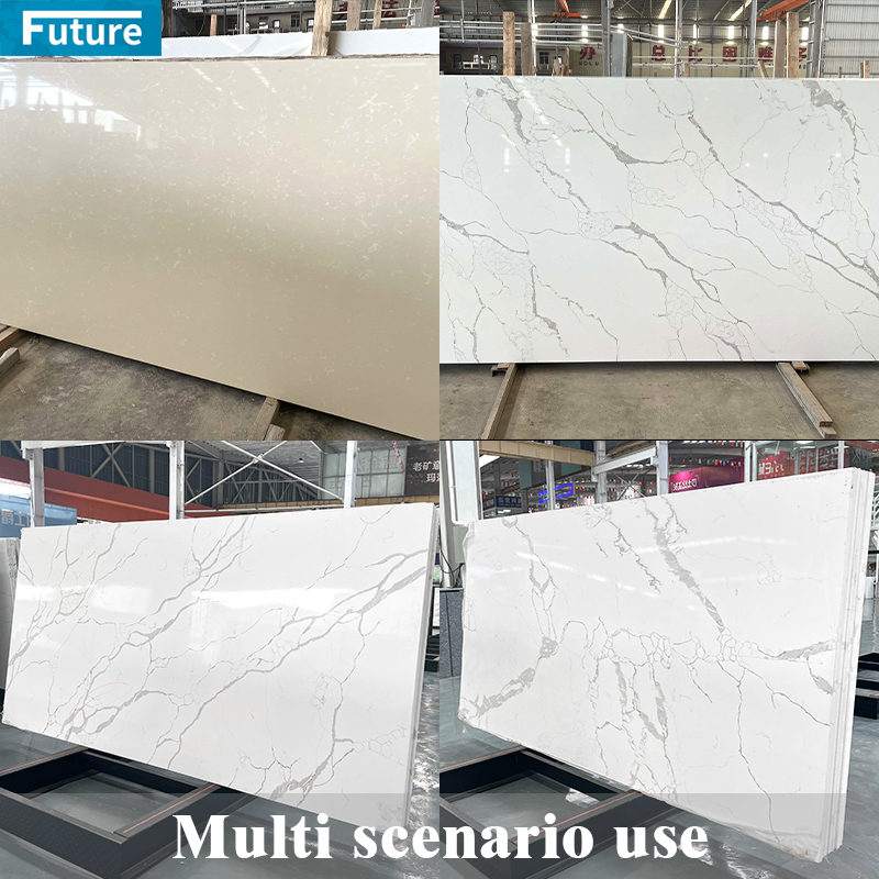 Luxury Artificial Stones White Calacatta Quartz Kitchen Countertop Supplier Artificial Quartz Kitchen Countertops