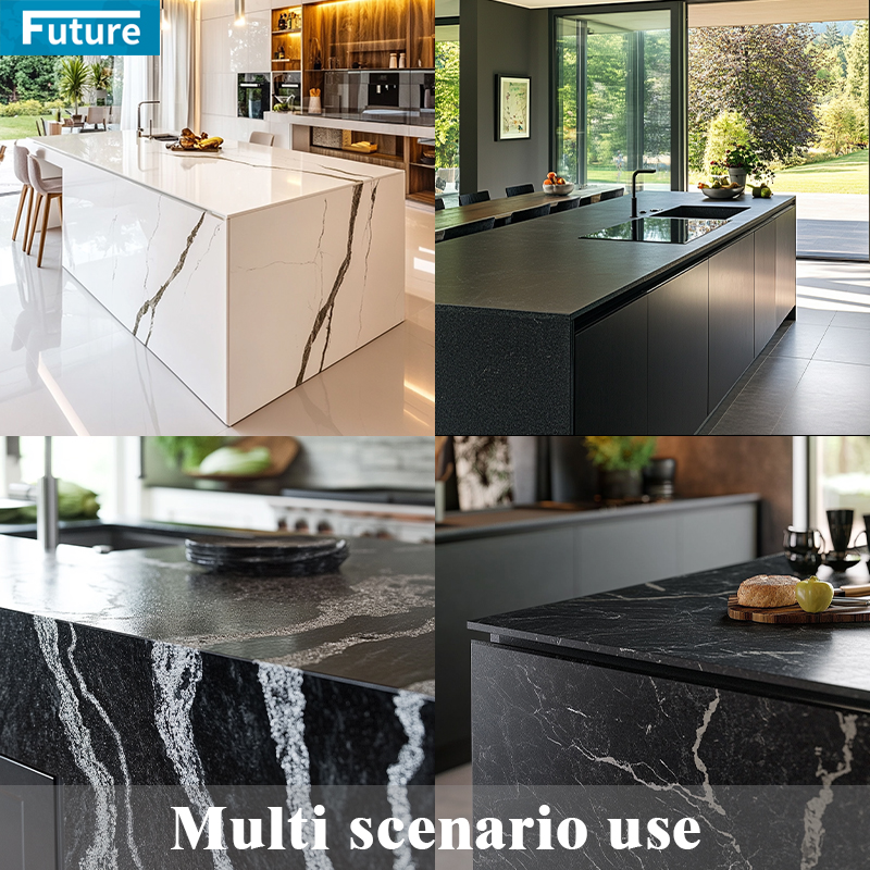 Luxury Artificial Stones White Calacatta Quartz Kitchen Countertop Supplier Artificial Quartz Kitchen Countertops