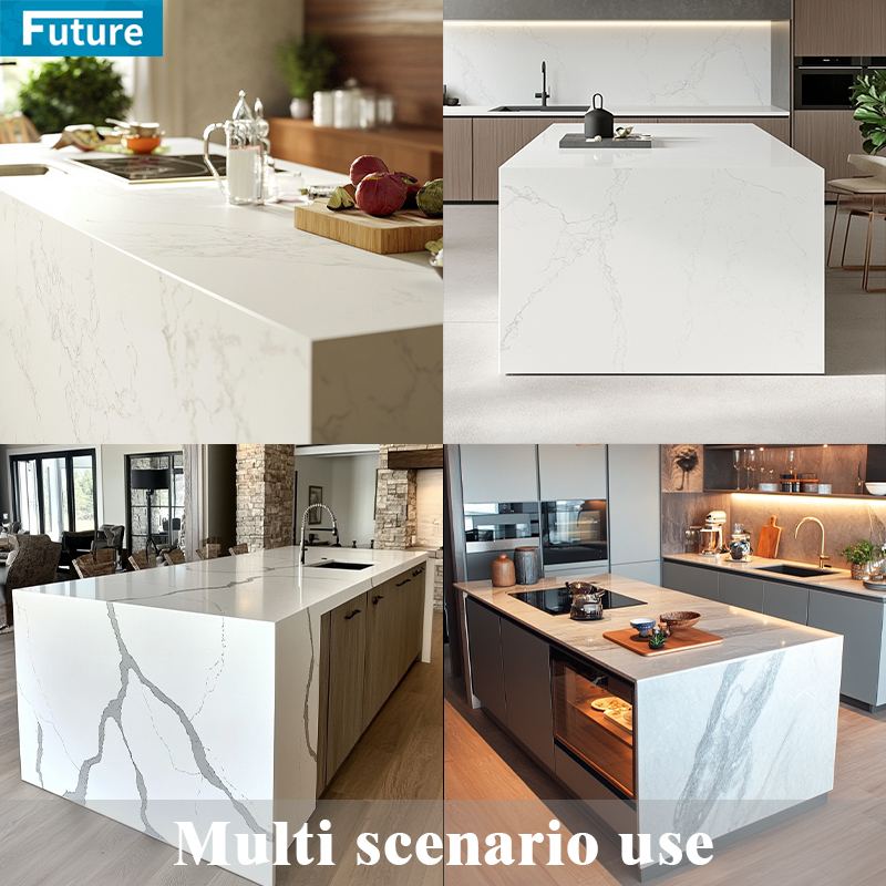 Wholesales 18-30 mm White Quartz Stone Slab 3200 * 1600mm Artificial Quartz Stone Black Marble Look Artificial Quartz Stone