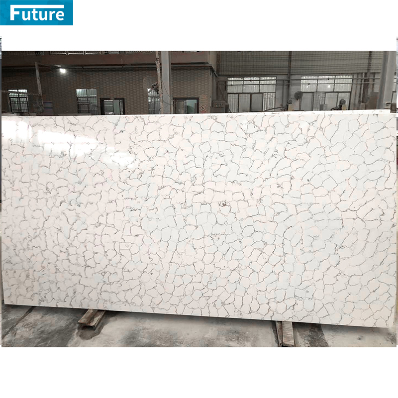 Customize Low Silica Stone Pure White Calacatta Artificial Quartz Stone Slab Calacatta for Kitchen Countertop Villa Staircase Floor Tiles