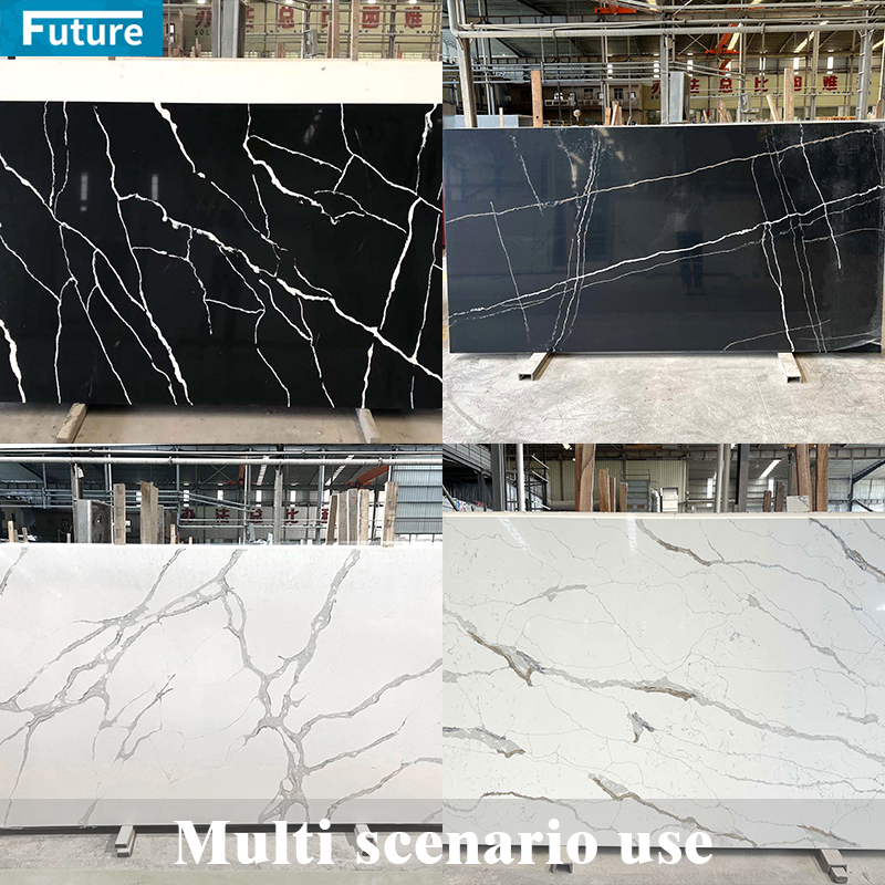 Wholesales Pure Pure Quartz Artificial Stone Slab for Villa Kitchen Countertop Bathroom Floor Tiles Wall Panel Bathroom Vanity