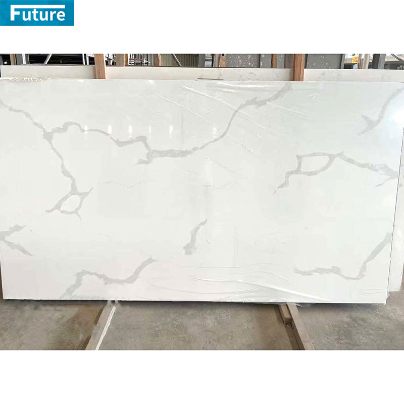 Luxury Top Grade Zero Silica Stone White Calacatta Artificial Quartz Stone Slab Calacatta for Kitchen Countertop Villa Staircase Floor Tiles Vanity Top