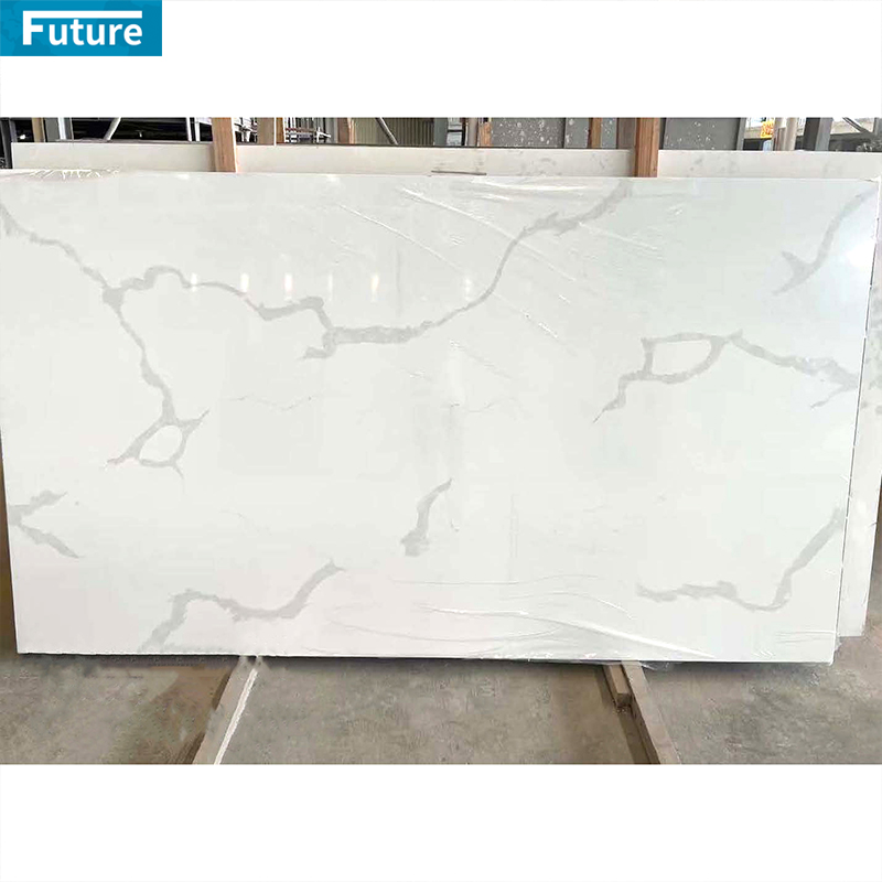White Calacatta White Veins 3D Ink Printed Quartz Stone Engineered Stone Artificial Quartz Stone Kitchentop Countertop Big Slab