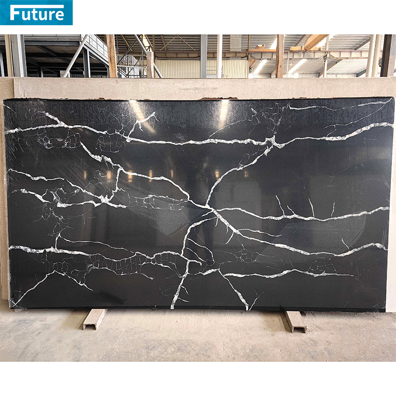 Eco-friendly Luxury Zero Silica Stone White Calacatta Artificial Quartz Stone Slab Calacatta for Kitchen Countertop Villa Staircase Floor Tiles Vanity Top Wall Panel