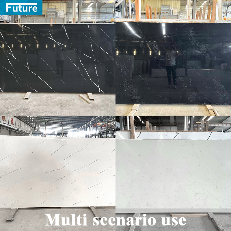 Eco-friendly Luxury Zero Silica Stone White Calacatta Artificial Quartz Stone Slab Calacatta for Kitchen Countertop Villa Staircase Floor Tiles Vanity Top Wall Panel