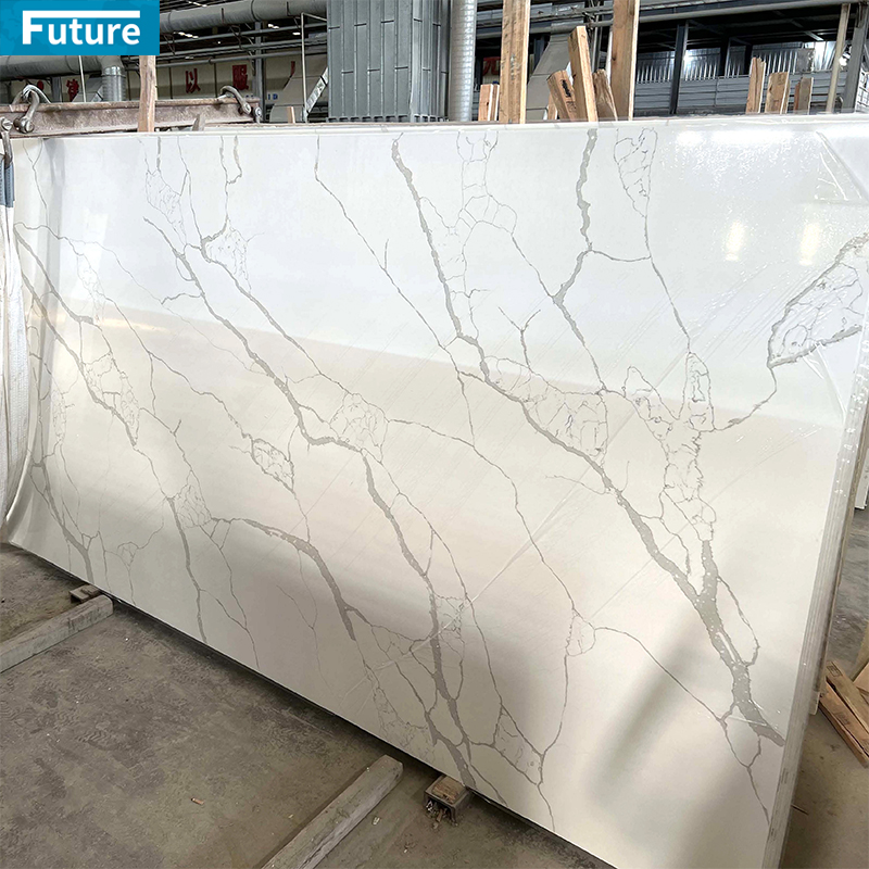 Customize Size Modern Grey Quartz Artificial Stone Slab for Kitchen Countertop Floor Tiles Wall Panel Bathroom Vanity