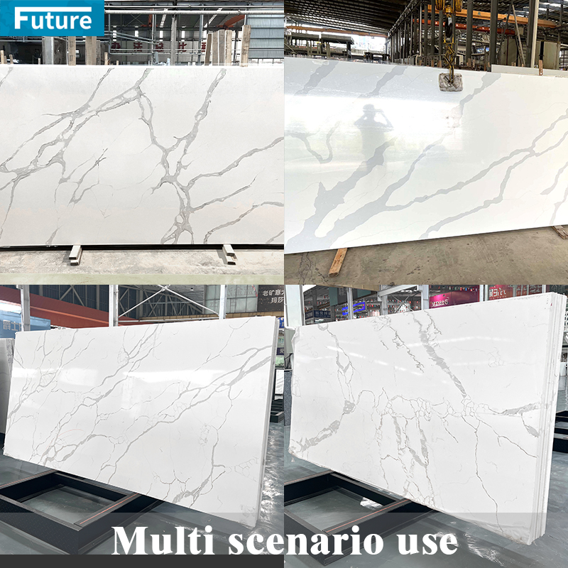 Customize Size Modern Grey Quartz Artificial Stone Slab for Kitchen Countertop Floor Tiles Wall Panel Bathroom Vanity