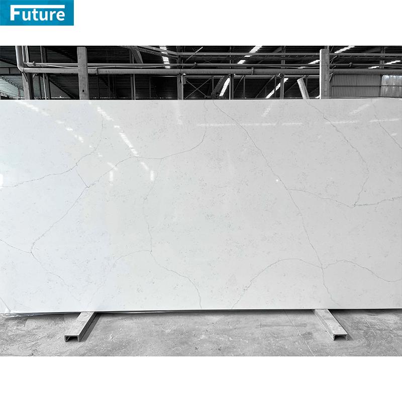 Eco-friendly Luxury Zero Silica Stone Artificial Quartz Marble Stone Slab Calacatta for Kitchen Countertop Villa Staircase Floor Tiles Vanity Top Wall Panel Home Decor