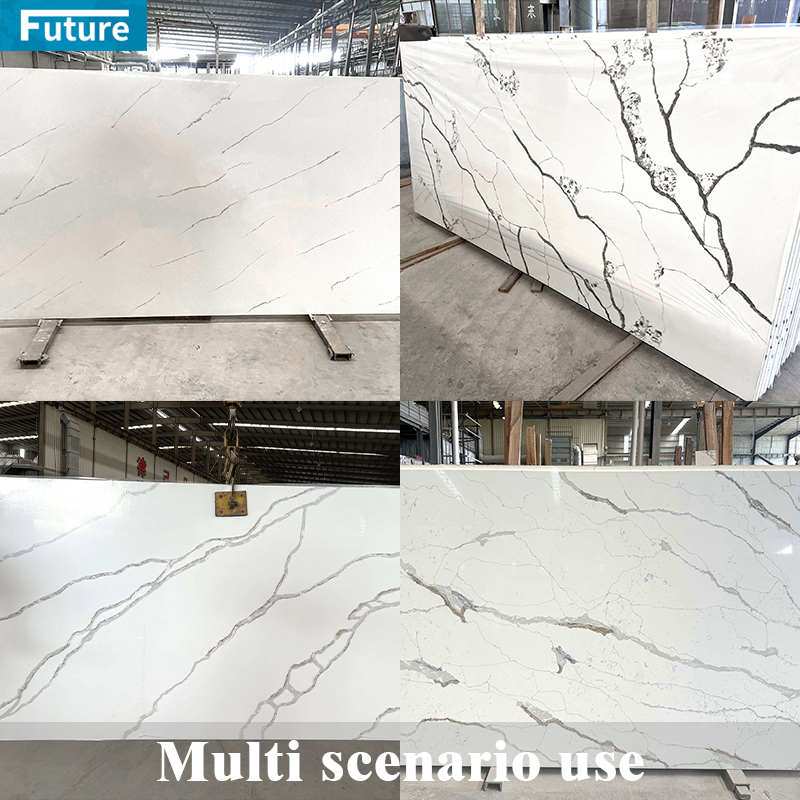 Eco-friendly Durable Luxury Wholesale Modern Black White Quartz Artificial Marble Stone Slab for Kitchen Countertop Floor Tiles Wall Panel