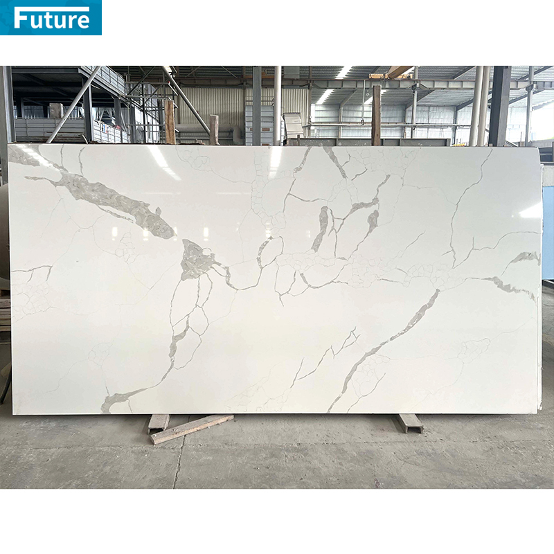 Durable Water-proof Zero Silica Stone Whie Black Calacatta Artificial Quartz Stone Slab Calacatta for Kitchen Countertop Villa Staircase Floor Tiles Vanity Top Wall Panel