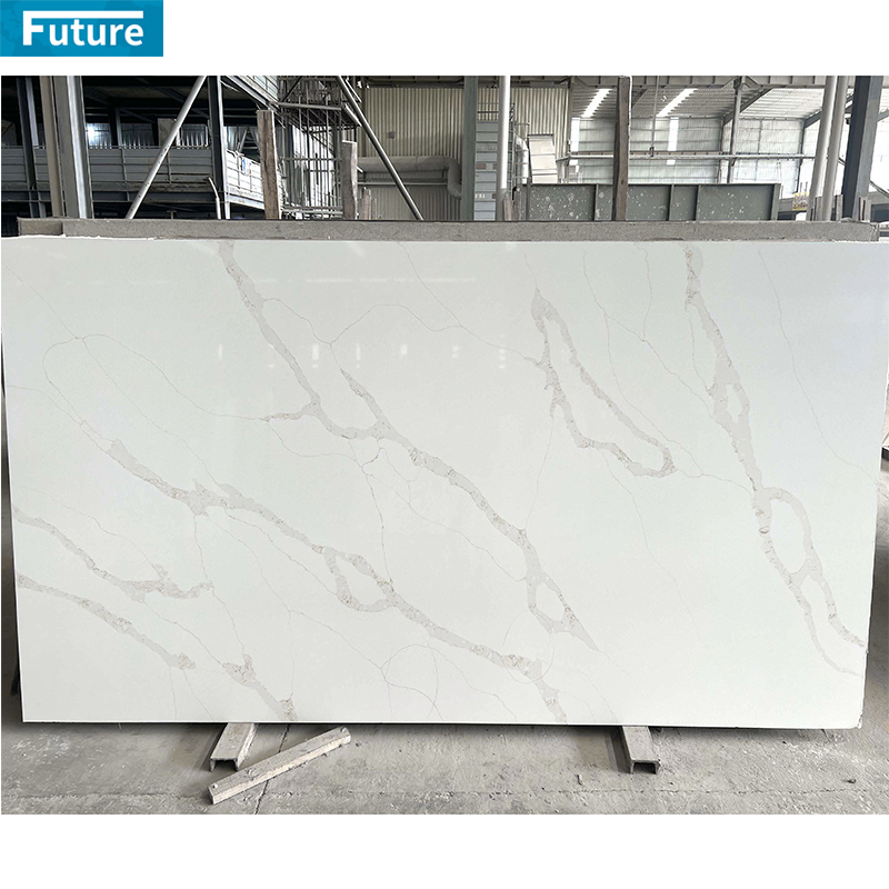 Durable Water-proof Zero Silica Stone Whie Black Calacatta Artificial Quartz Stone Slab Calacatta for Kitchen Countertop Villa Staircase Floor Tiles Vanity Top Wall Panel