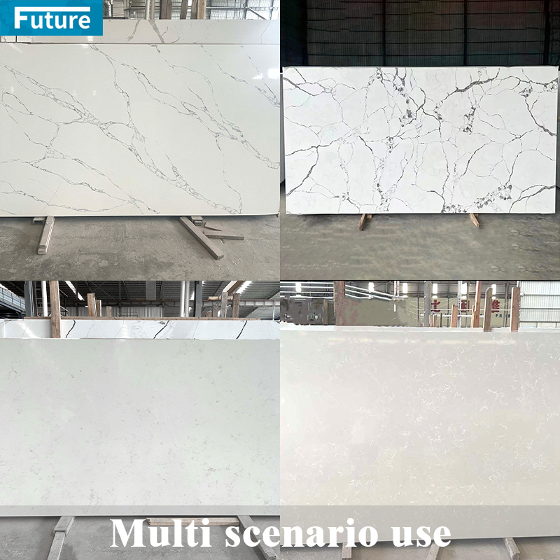 Durable Water-proof Zero Silica Stone Whie Black Calacatta Artificial Quartz Stone Slab Calacatta for Kitchen Countertop Villa Staircase Floor Tiles Vanity Top Wall Panel