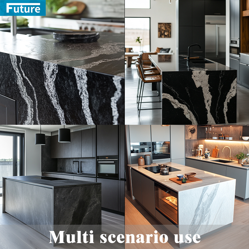 Durable Water-proof Zero Silica Stone Whie Black Calacatta Artificial Quartz Stone Slab Calacatta for Kitchen Countertop Villa Staircase Floor Tiles Vanity Top Wall Panel