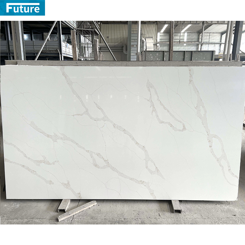 Luxury Zero Silica Pure Whie Black Artificial Quartz Slab for Kitchen Countertop Villa Staircase Floor Tiles Vanity Top Wall Panel Home Decoration Hotel Lobby Decoration