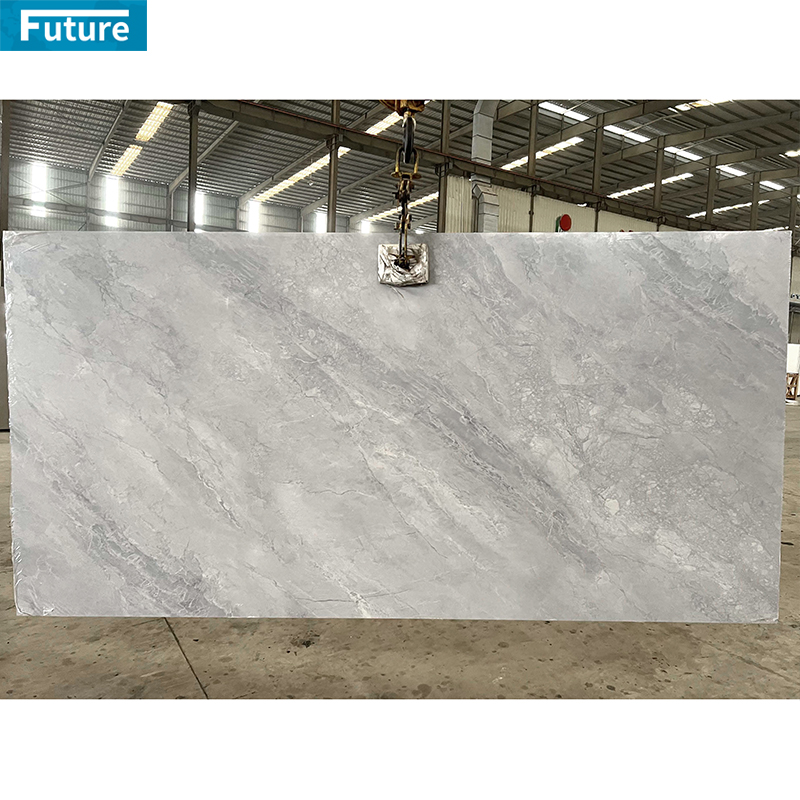 Luxury Modern Zero Silica Pure Grey Artificial Quartz Marble Slab for Kitchen Countertop Villa Staircase Floor Tiles Vanity Top Wall Panel Home Decoration Hotel Lobby Decoration