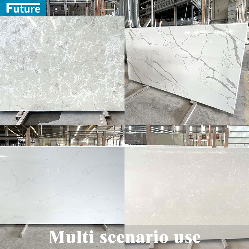 Luxury White Grey Artificial Quartz Stone Slab for Kitchen Countertop Villa Staircase Wash Basin Wall Panel Stone Engineering