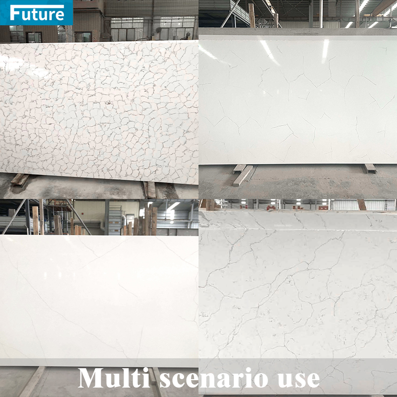 Factory Price Whie Grey Black Artificial Quartz Marble Slab for Kitchen Countertop Villa Staircase Floor Tiles Vanity Top Wall Panel Home Decoration Hotel Lobby Decoration