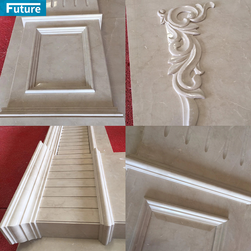 Luxury Style Bullnose Strips Trim Stone Wall Panel Marble Liner Ribbed Mouldings Pencil 3d Beige Marble Decor Flute Tiles Slab
