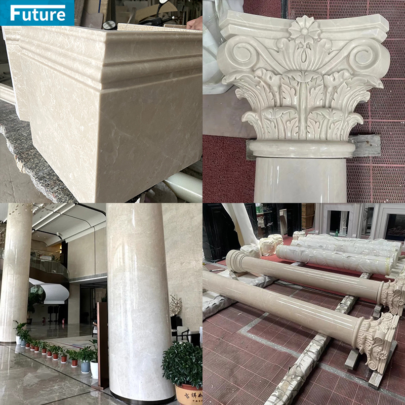 Luxury Style 3D Modern Marble Liner Pillar for Home Villa Livingroom Decoration Project Hotel Lobby Decor Wall Panel Fireplace