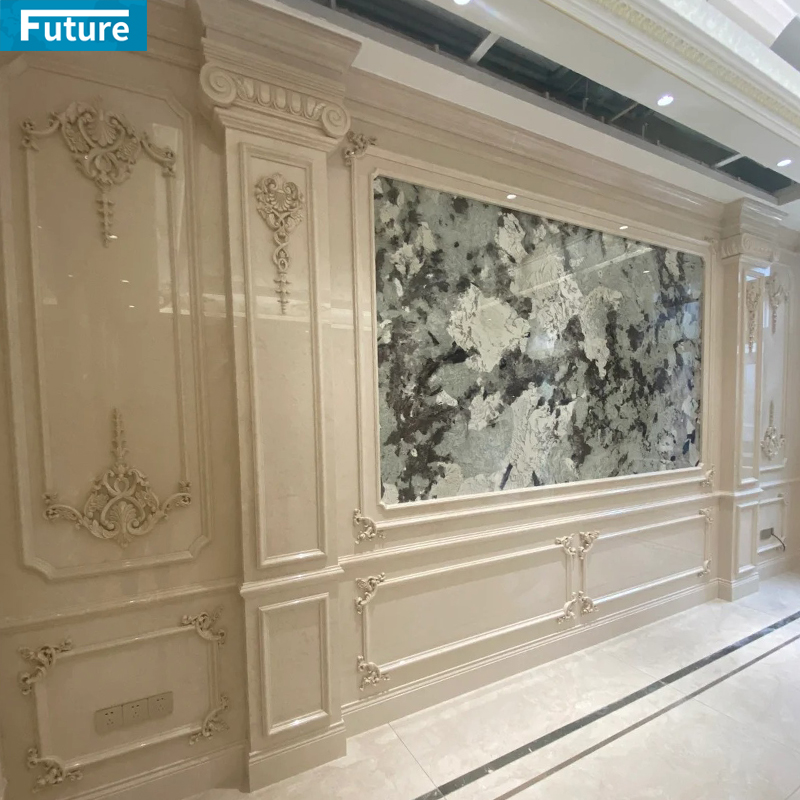 Luxury Style Beige Marble Liner WIth Art Carving for Home Villa Livingroom Bathroom Wall Decoration Project Hotel Lobby Decor Fireplace