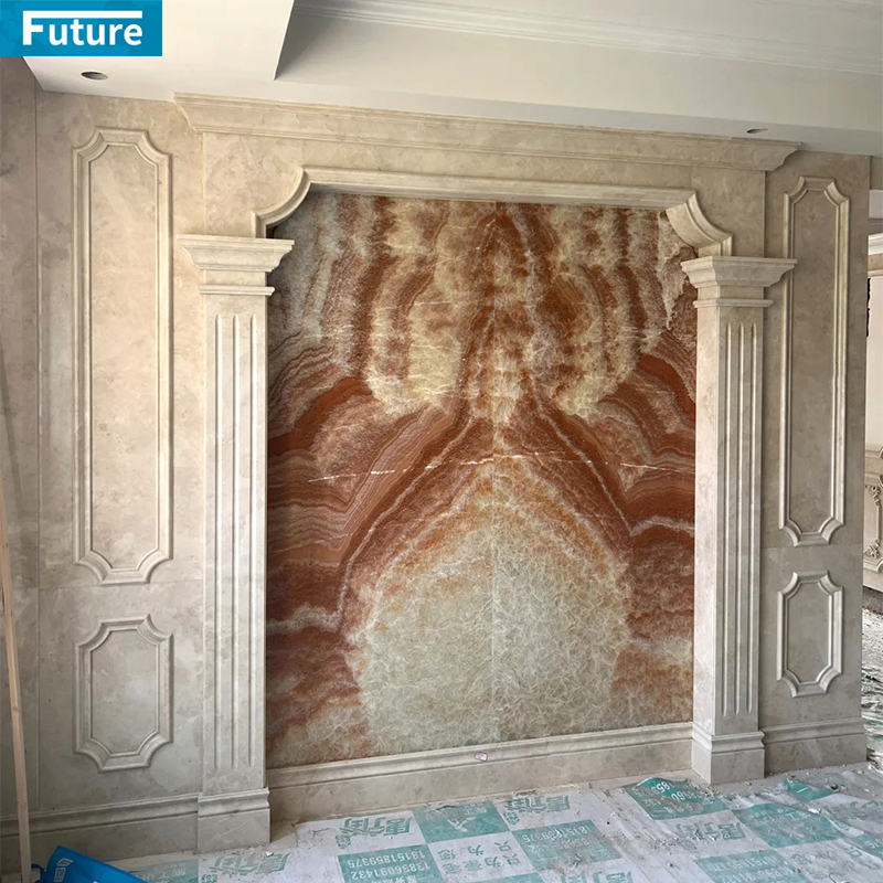Customize Size Shape Royal Beige Marble Liner for Home Villa Livingroom Wall Decoration Project Hotel Lobby Decor Staircase