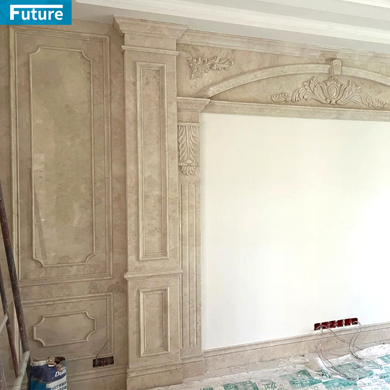 Customize Size Shape Royal Beige Marble Liner for Home Villa Livingroom Wall Decoration Project Hotel Lobby Decor Staircase