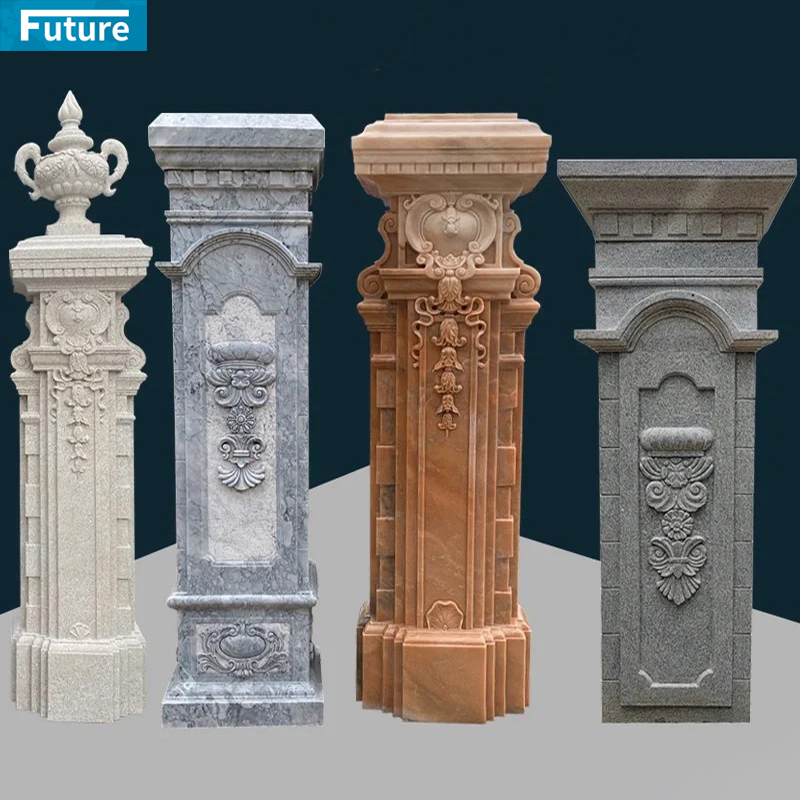 Outdoor Luxury Decorative House Pillars Designs White Marble Columns Prices Roman Column for Villa Decoration Project