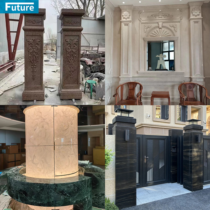 OEM/ODM Size Shape Color Modern Style Royal Beige Marble Pillar Liner for Home Villa Decoration Project Hotel Lobby Decor
