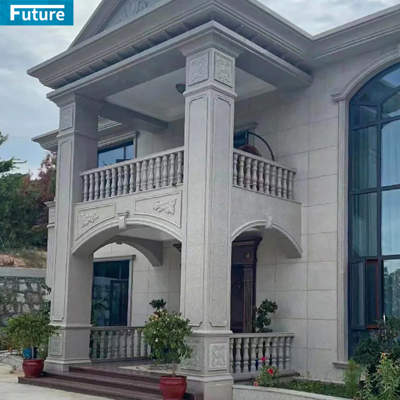 Customize Size Villa Outdoor Luxury Decorative House Pillars Designs Beige Marble Columns Prices Roman Column