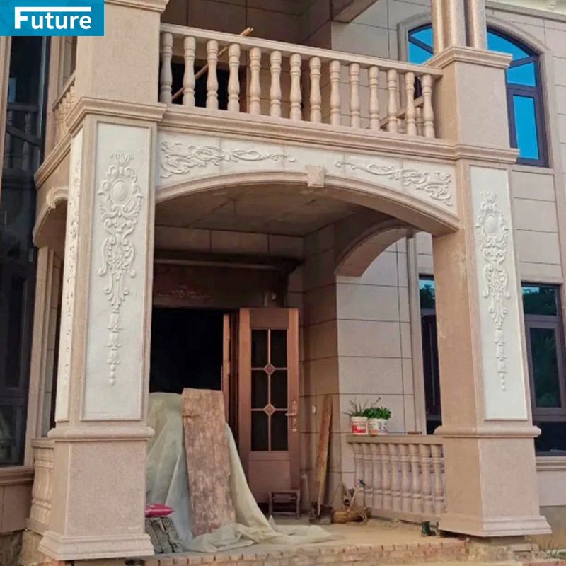 Customize Size Villa Outdoor Luxury Decorative House Pillars Designs Beige Marble Columns Prices Roman Column
